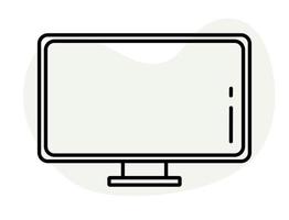 monitor de computadora plano dibujado a mano doodle ilustración vectorial