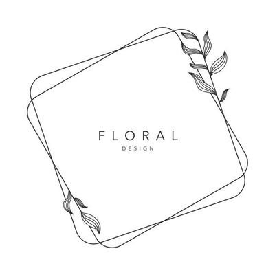 flower frame logo wedding frame square geometric invitation card template hand-drawn vector illustration