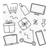 Shopping shopping sales hand-drawn doodle Vector Illustration