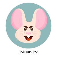 Mouse character with a insidious face. Facial expression. Mouse character feelings. vector