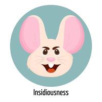 Mouse character with a insidious face. Facial expression. Mouse character feelings. vector