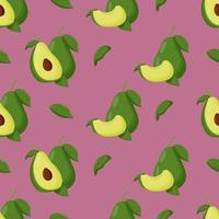 Cute avocado seamless pattern. Flat vector illustration