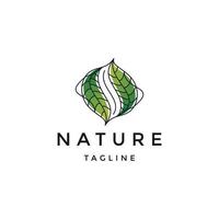 Nature leaf line logo concept. Flat icon design vector template