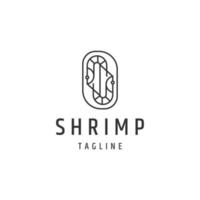 Shrimp line logo concept. Flat icon design template vector