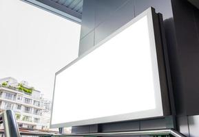 Mockup image of Blank billboard white screen posters and led in the subway station for advertising photo