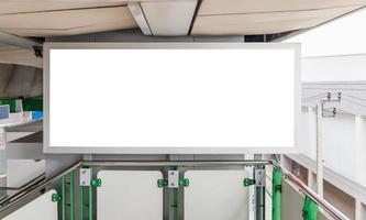 Mockup image of Blank billboard white screen posters and led in the subway station for advertising photo