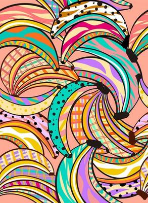 Tropical pattern made with bananas, with fun and colorful background, perfect for textiles and decoration