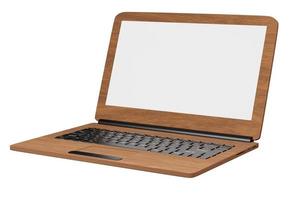 wooden laptop isolated photo