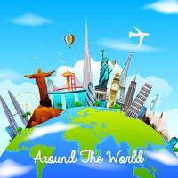 Famous monuments of the world on planet Earth on blue sky background .Vector illustration vector