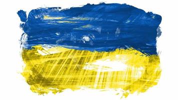 Ukrainian flag. Animation grunge - brush stroke. Abstract hand - painted element.  Seamless looping and transparent background. 4K video