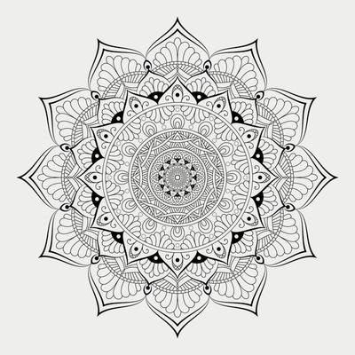 Mandala pattern art background Black and White