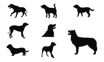 colección de silueta vectorial diferentes razas de perros sobre fondo blanco. vector