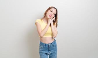portrait beautiful woman with happy feeling and smiling photo