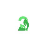 Number 2 logo leaf icon design concept vector