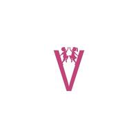 Letter V and kids icon logo design vector