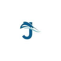 Letter J with stingray icon logo template illustration vector