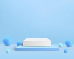 Square pedestal with 3d ball on the blue background for product vector