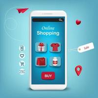 concepto de compras en línea para el comercio electrónico vector