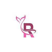 Letter R with mermaid tail icon logo design template vector