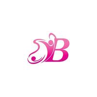 Letter B butterfly and success human icon logo design illustration vector