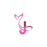 Letter J with mermaid tail icon logo design template vector