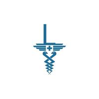 Letter L with caduceus icon logo design vector