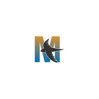 Letter M logo with swift bird icon design vector