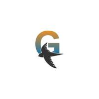 Letter G logo with swift bird icon design vector