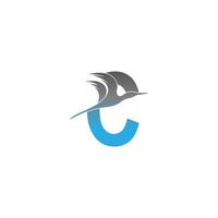 Letter C logo with pelican bird icon design vector
