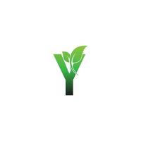 Letter Y with green leafs icon logo design template illustration vector