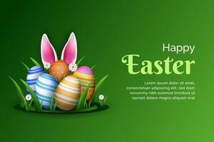 happy easter vector illustration on green background.ai