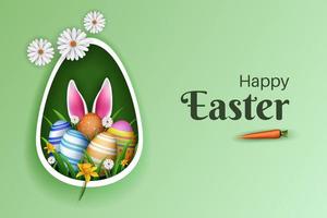 easter banner template illustration with easter eggs and flowers vector