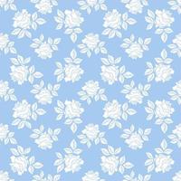 Seamless pattern with white roses on a black background. vector