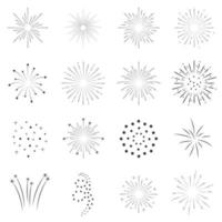 Set geometric form fireworks in simple style. Abstract shape creative frames for print and design. Vector illustration, isolated black elements on a white background