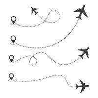 Airplane Paths Dashed Line with Location Icon vector