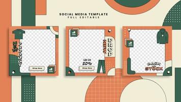 Social media post template with retro memphis style suitable for fashion sales, etc vector