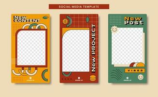 Social media stories template with memphis style are suitable for you guys to share content vector