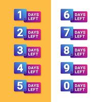 Countdown timer of several days for sale and promotion with gradation style vector