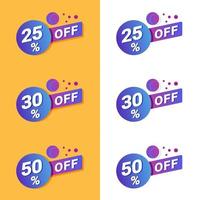 Set of discount labels for sales and promotions with gradient style vector