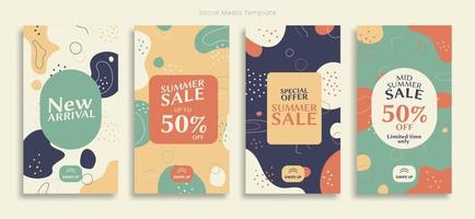 Social media stories template with abstract style suitable for sharing discounts and sales vector