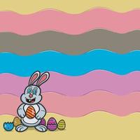 Rabbit With Eggs and Blank Space. Happy Easter Theme. vector