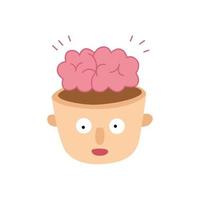 the brain comes out of the head. hand drawn flat design illustration vector