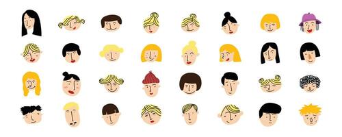 cute portrait illustration. head of people in diversity vector