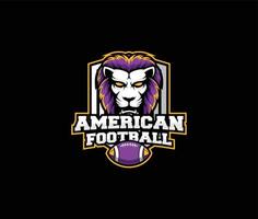 club de logotipo de fútbol americano de cabeza de león vector