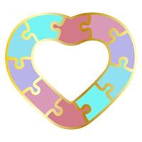 Heart-shapted puzzle with metallic color. vector