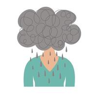 A woman with a rain cloud for a head. vector