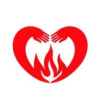 Burning heart vector logo icon. Heart Love Valentine