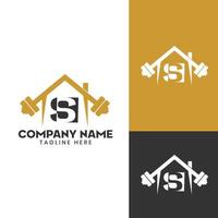 Home GYM initial letter S Vector barbell Logo Template