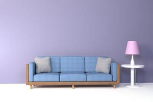 Interior of the living room. soft sofa and pillow near lamp soft color wall 3D rendering - Illustration photo