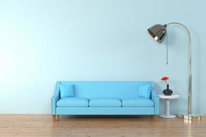 Interior of the living room. soft sofa and pillow near lamp soft color wall 3D rendering - Illustration photo